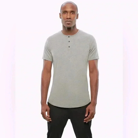 AO Henley Curve Hem -Cuts Clothing Short Sleeve Tee - Picture 1 of 6